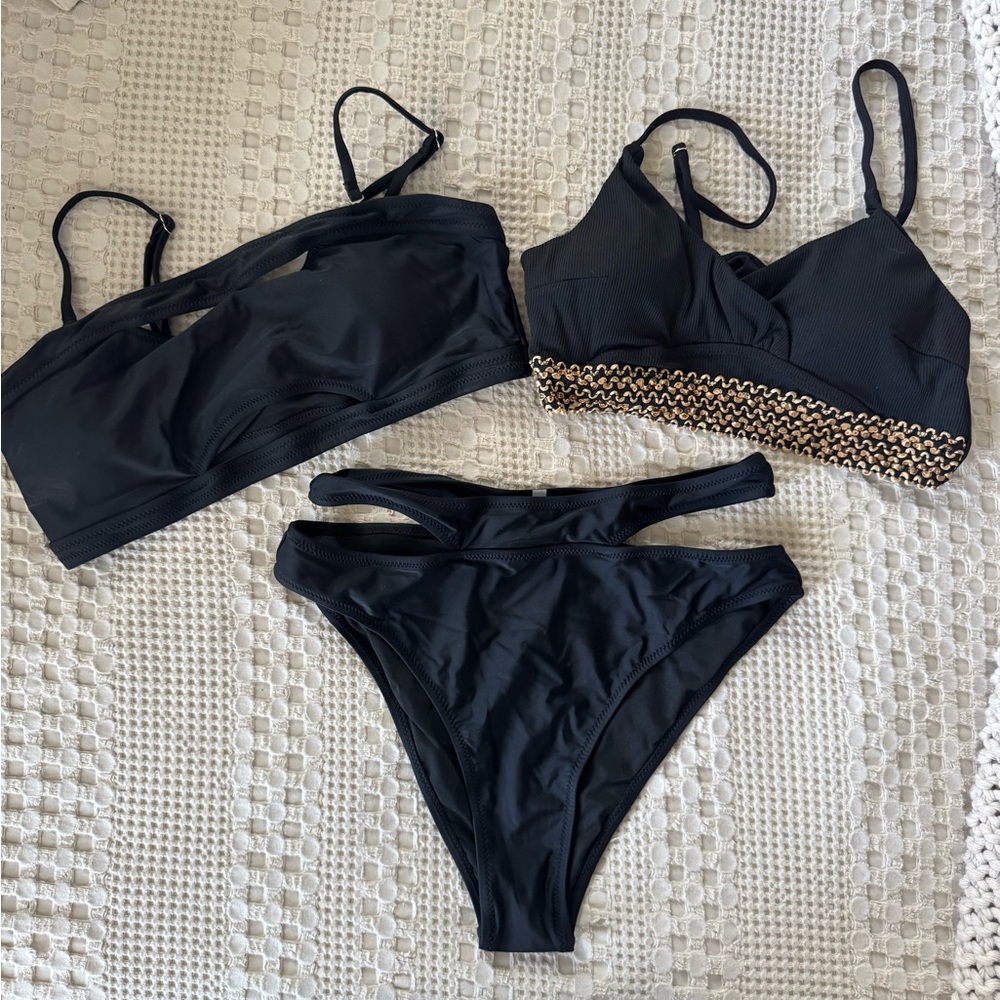 CUPSHE - Stylish Black Bikini Set - TOPS L / Bottom M